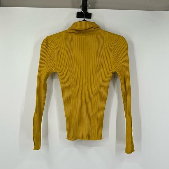 Moth by Anthropologie Yellow Ribbed Turtleneck Long Sleeve Sweater - Picture 5 of 6